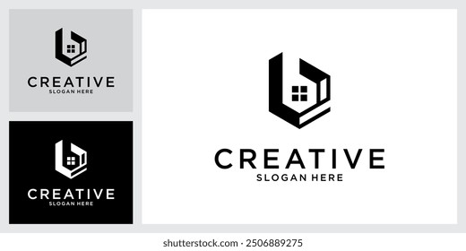 Initial letter B with home vector logo design concept.