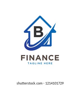 Initial Letter B House Finance Logo Design