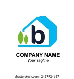 Letra inicial b con icono de casa para decoración de hogar, diseño interior, arquitectura, concepto de logotipo de vectores de construcción de contratistas