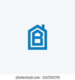 Initial letter B house logo icon design  minimalist monogram building property real estate symbol concept  vector