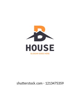 Initial Letter B House Real Estate Logo Design 