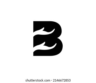 Initial Letter b Human Hand Logo Design. Use for Donation and Branding Logos. Flat Vector Logo Design Template.