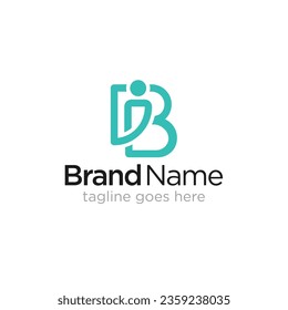 Initial letter B and Human logo concept, vector logo template