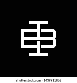 Initial letter B and I, BI, IB, overlapping interlock monogram logo, white color on black background