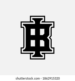 Letra inicial B, I, BI o IB solapadas, entrelazadas, logotipo de monograma, color negro sobre fondo blanco