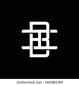 Initial letter I and B, IB, BI, overlapping interlock monogram logo, white color on black background