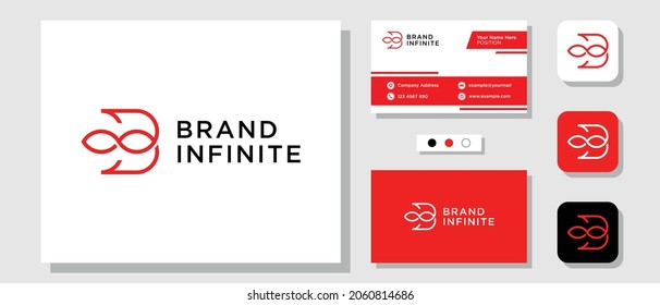 Initial Letter B Infinity Loop Infinite Modern Minimalist Timeless Eternal Logo Design with Layout Template Business Card