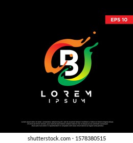 initial letter b inside liquid splash logo. modern icon, template design