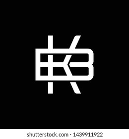 Initial letter B and K, BK, KB, overlapping interlock monogram logo, white color on black background