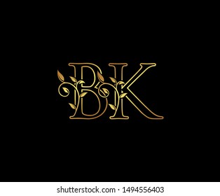 Initial letter B and K, BK, Gold Logo Icon,  
classy gold letter monogram logo icon suitable for boutique,restaurant, wedding service, hotel or business identity. 