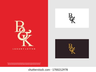 Initial letter B & K BK luxury art vector mark logo template.