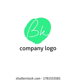 Initial Letter B K / K B Handwriting and Signature Logo