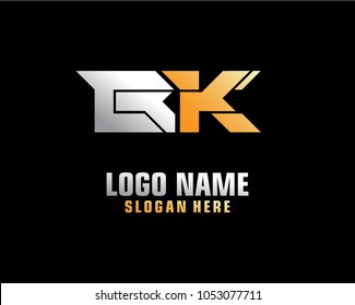 Initial letter B K logo template vector