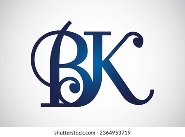 Vector de diseño del logotipo B K de la letra inicial. Símbolo gráfico de alfabeto para empresas