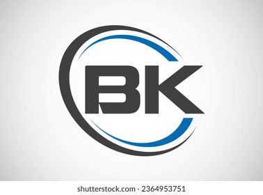 Vector de diseño del logotipo B K de la letra inicial. Símbolo gráfico de alfabeto para empresas