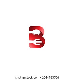 Initial Letter B Kitchen Logo icon design template elements with spoon and fork. Vector logo illustration. Graphic food icon symbol for cafe, restaurant, cooking business. 