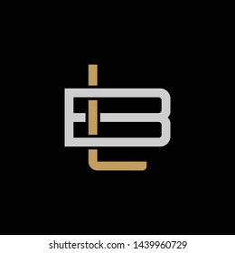 Initial letter B and L, BL, LB, overlapping interlock logo, monogram line art style, silver gold on black background