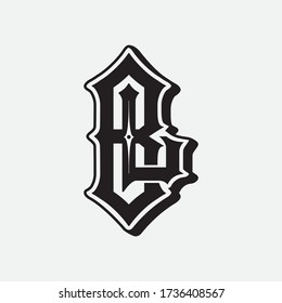 Initial letter B, L, BL, or LB overlapping, interlock, monogram logo, black color on white background