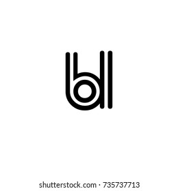 Initial letter b l, linked outline rounded lowercase, monogram black