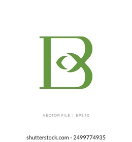 initial letter B leaf classic serif font logo