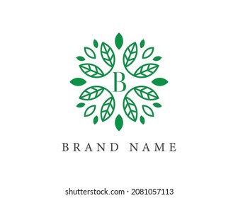 initial letter B Leaf Flower logo Vector illustrations. Vector Logo design for natural products, flower shop, cosmetics, Floral, Organic, ecology concepts, health, spa.