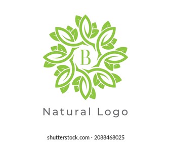 Anfangsbuchstabe B Leaf Flower Logo. Vektorgrafiken mit floralem Logo. Vectorlogo-Design für Naturprodukte, Blumenladen, Kosmetik, Bio, ökologische Konzepte, Gesundheit, Spa.