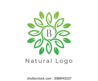 initial letter B Leaf Flower logo. Floral Logo Vector illustrations. 
Vector Logo design for natural products, flower shop, cosmetics, Organic, ecology concepts, health, spa.