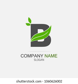 Initial Letter B With Leaf Logo

