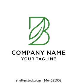 Initial letter B leaf logo design template
