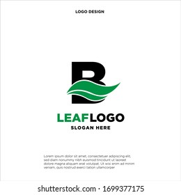Initial Letter B With Leaf Logo