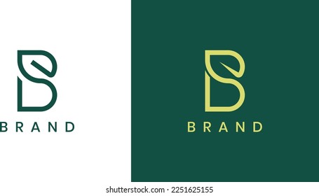 initial Letter B Leaf Logo Concept sign icon symbol Element Design. Organic, Herbal, Natural Products, Health Care, Ecology, Spa Logotype. Vector illustration template