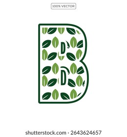 Initial Letter B With Leaf Luxury Logo. Green leaf logo Template vector  