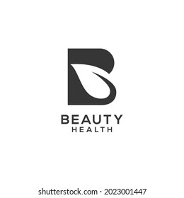 Initial letter B with leaf monogram logo design for company business health or beauty cosmetics