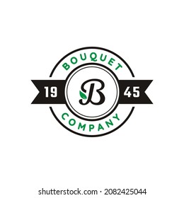 Initial Letter B and Leaf for Vintage Bouquet Logo Design Inspiration