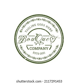 Initial Letter B with Leaf for Vintage Floral Flower Bouquet logo design