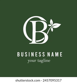 Initial Letter B with Leaves for Beauty, Cosmetic, Skincare, Salon, Spa and Wellness Business Logo Idea Vector