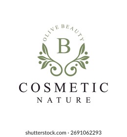 initial letter b leaves nature logo design for cosmetic and beauty graphic vector icon