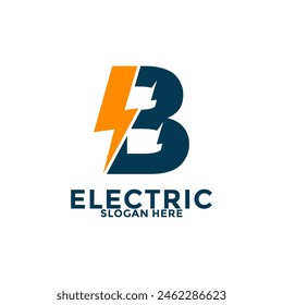 Letra inicial B con logotipo de Rayo, Vector de logotipo eléctrico, Vector de logotipo de energía de Thunderbolt creativo