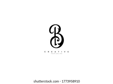 Initial Letter B Linked Fancy Monogram Flourishes Logotype