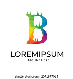 initial letter B linked lowercase logo pink blue purple