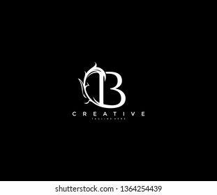 Initial Letter B Linked Monogram Floral Modern Gothic Logotype