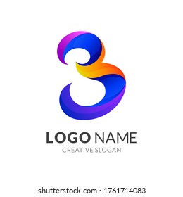 Initial letter B logo, 3d colorful style