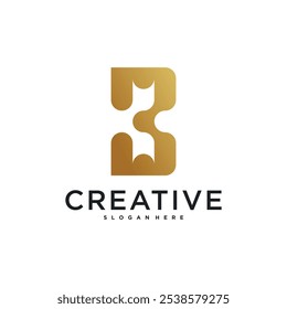 Letra inicial B logotipo, design de conceito abstrato. Vetor Premium