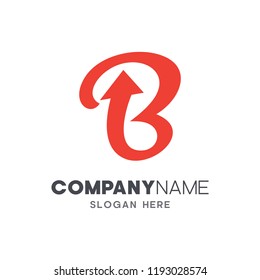 initial letter B logo with arrow shape, letter B business logo template