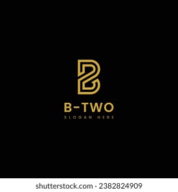 initial letter B logo, B2 logo design template modern minimalistic stock vector