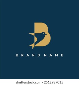 Initial letter B logo and Bird symbol. Bird design element, initial Letter B logo Icon, Initial Logo Template