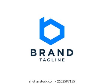Logo De La Letra Inicial B. Estilo de alfabeto azul con sombra aislada en fondo blanco. Usable para logotipos de empresas y marcas. Elemento de plantilla de diseño de logotipo de vectores planos.