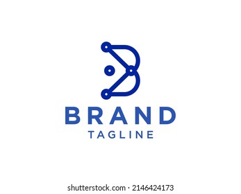 Initial Letter B Logo. Blue  Square with Negative Space B Icon inside isolated on White Background. Flat Vector Logo Design Template Element.
