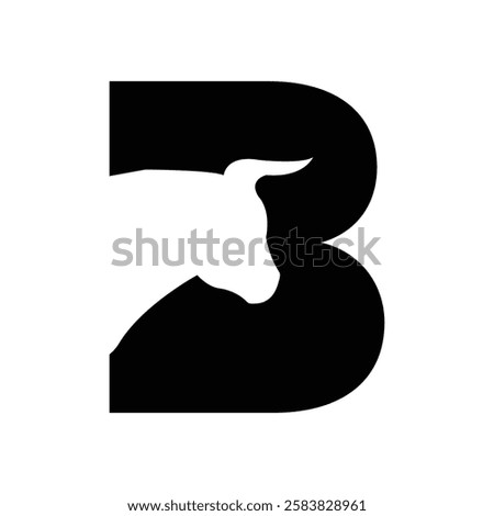 Initial letter B logo with bull head and BB logo vector graphic design