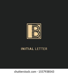 Initial letter b logo dark concept with square element template